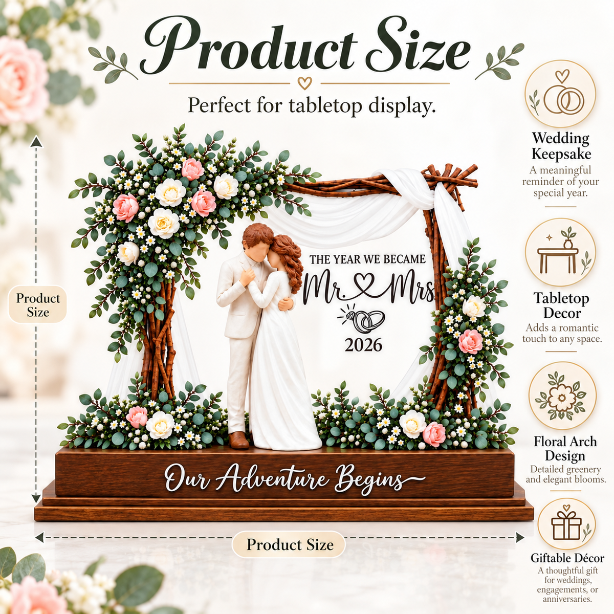 Our Adventure Begins Wedding Keepsake Plaque – Mr & Mrs 2026