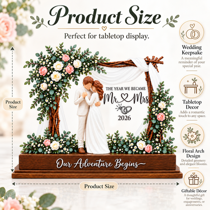 Our Adventure Begins Wedding Keepsake Plaque – Mr & Mrs 2026