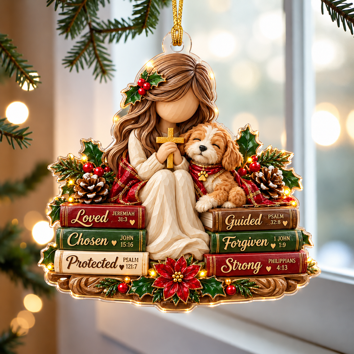 Christian Dog Lover Christmas Ornament – Faith & Puppy Gift