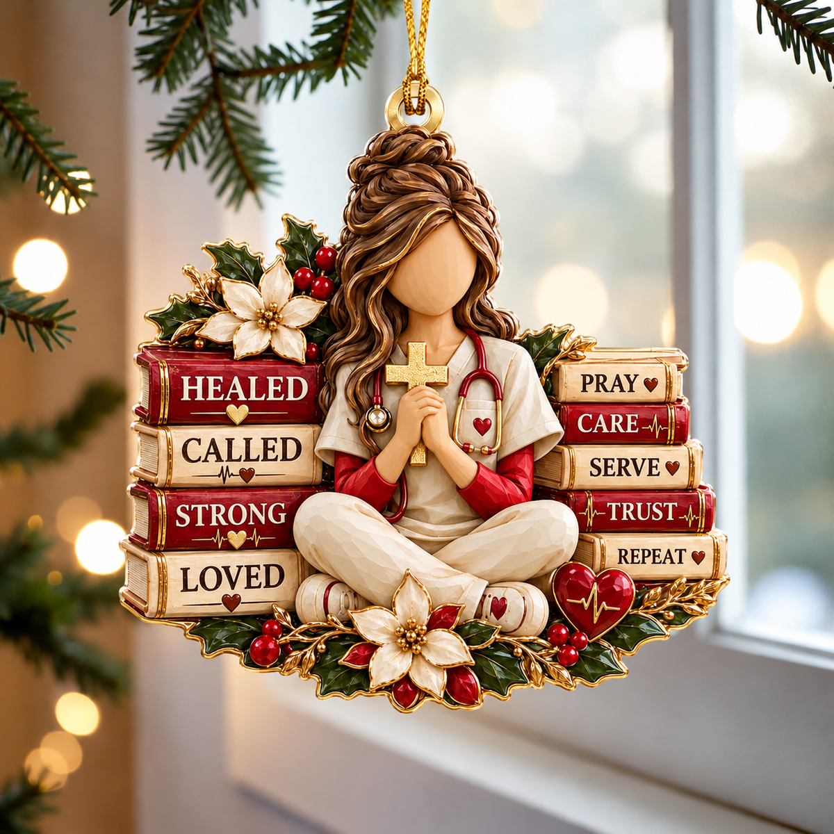 Christian Nurse Christmas Ornament – Faith, Healing & Strength Gift