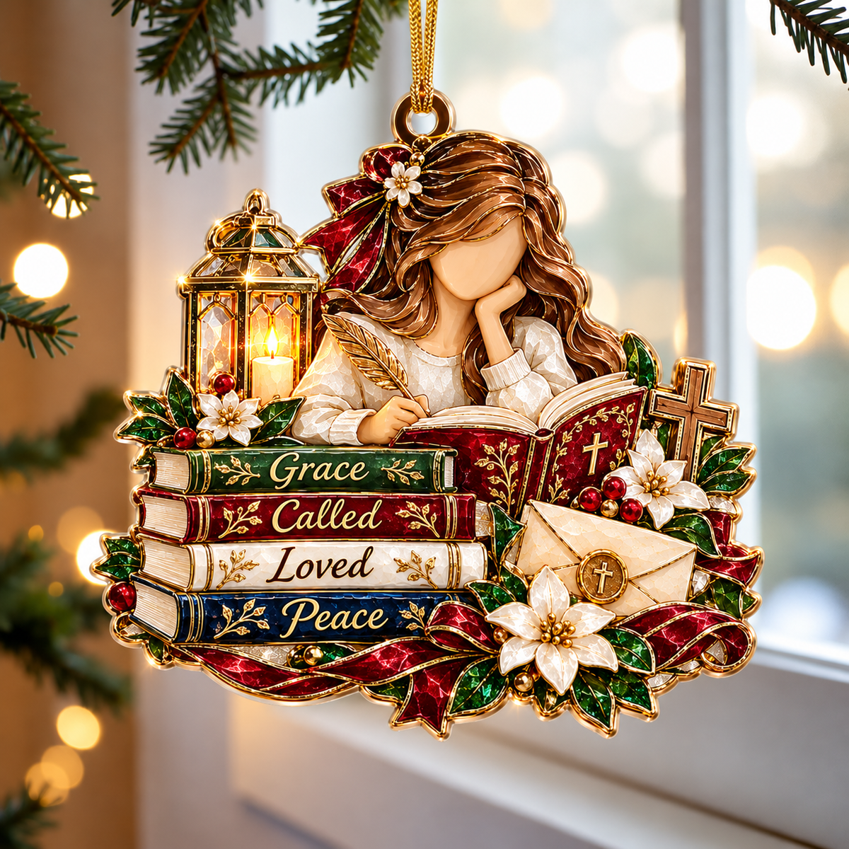 Christian Prayer Journal Christmas Ornament – Faith & Grace Gift for Women