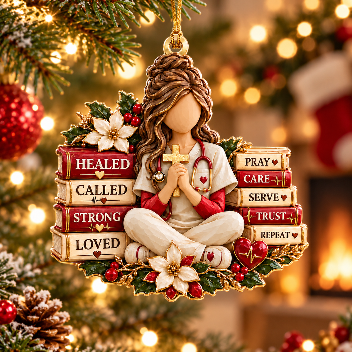 Christian Nurse Christmas Ornament – Faith, Healing & Strength Gift