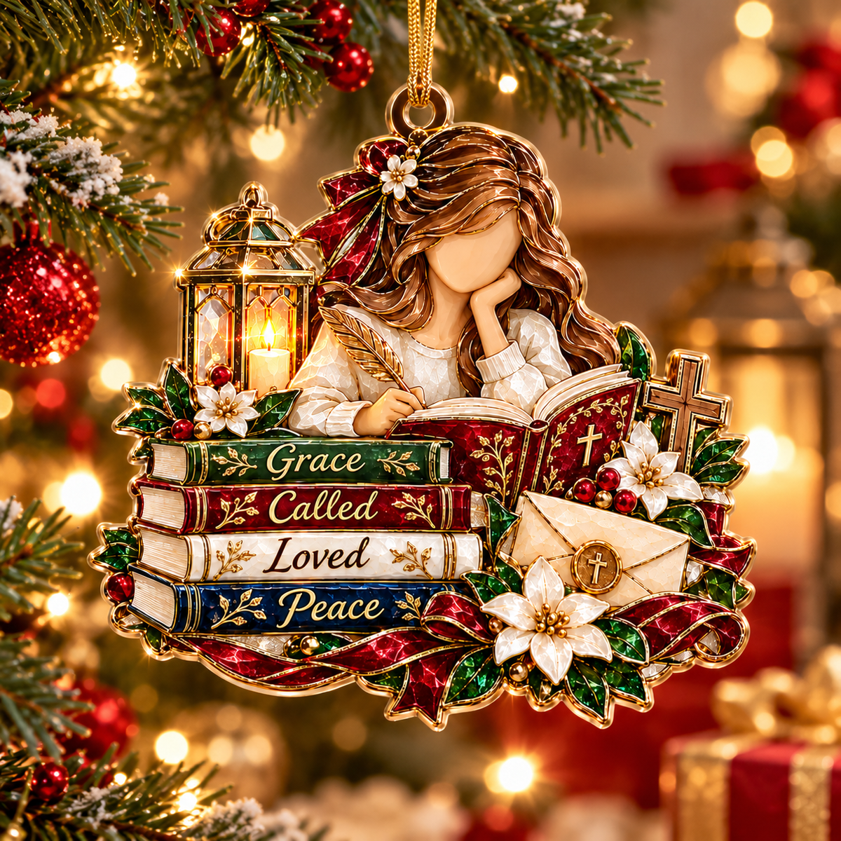 Christian Prayer Journal Christmas Ornament – Faith & Grace Gift for Women