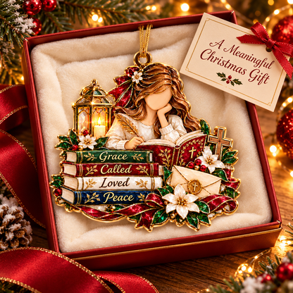 Christian Prayer Journal Christmas Ornament – Faith & Grace Gift for Women