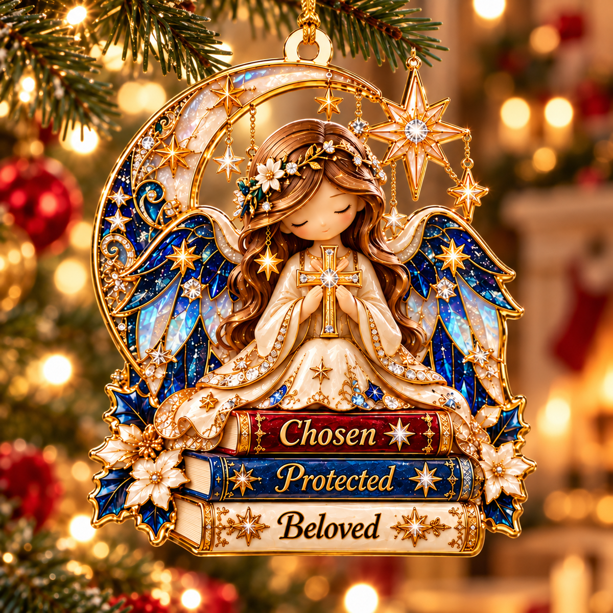 Christian Guardian Angel Christmas Ornament – Chosen, Protected & Beloved
