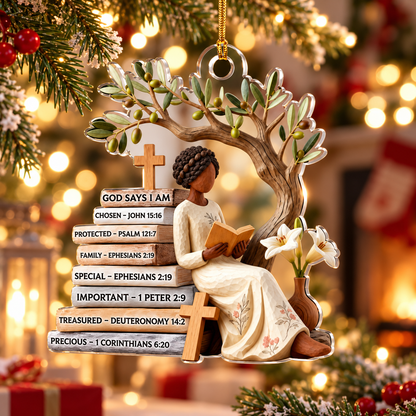 Black Woman Under Olive Tree Christian Ornament