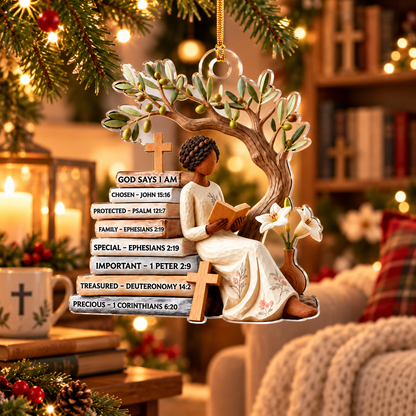 Black Woman Under Olive Tree Christian Ornament