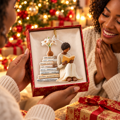 Black Girl Bible Reader Christmas Ornament