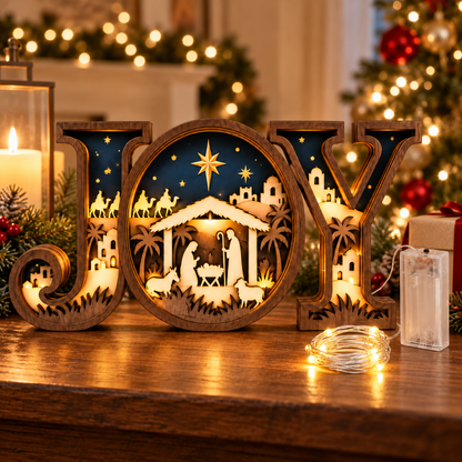 Rustic LED Nativity JOY