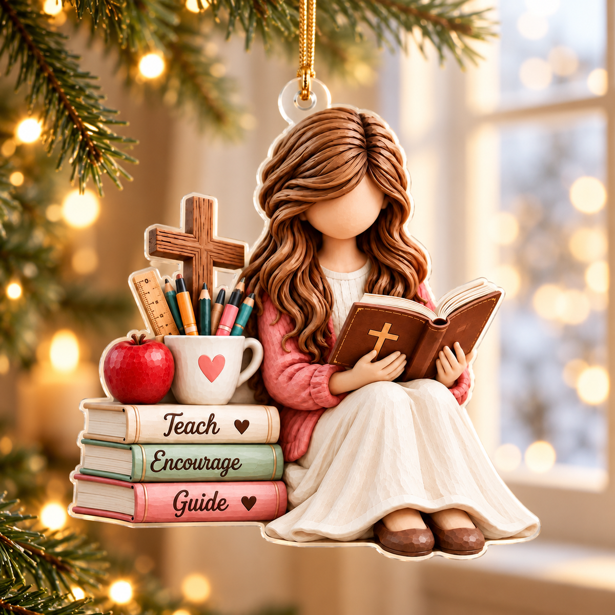 Christian Teacher Prayer Christmas Ornament – Faith & Inspiration Gift for Teachers