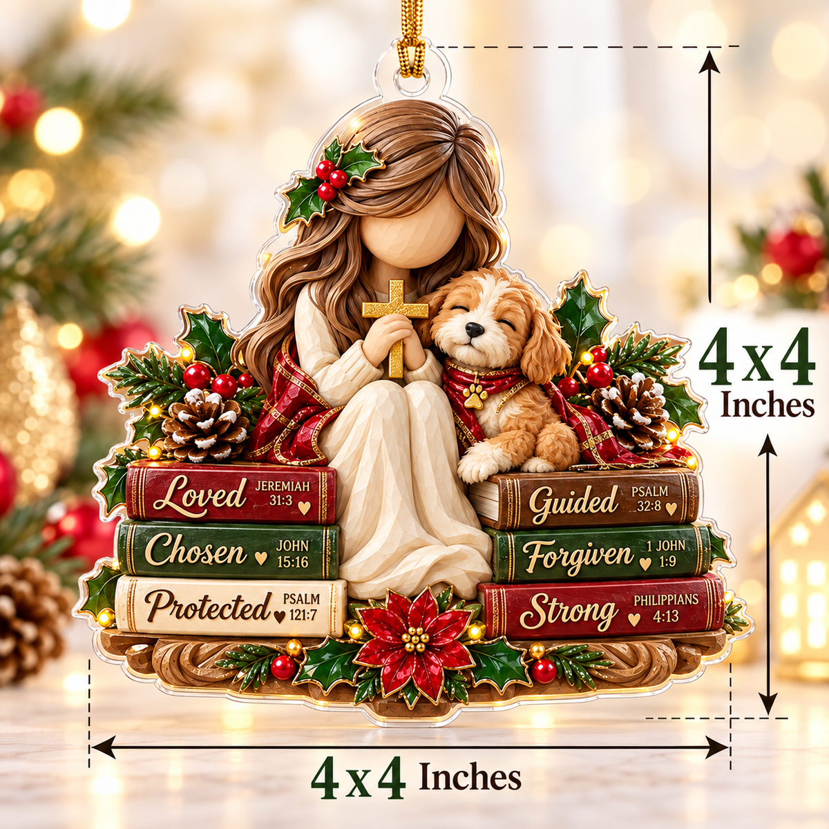 Christian Dog Lover Christmas Ornament – Faith & Puppy Gift