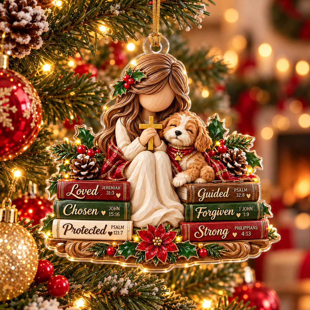 Christian Dog Lover Christmas Ornament – Faith & Puppy Gift