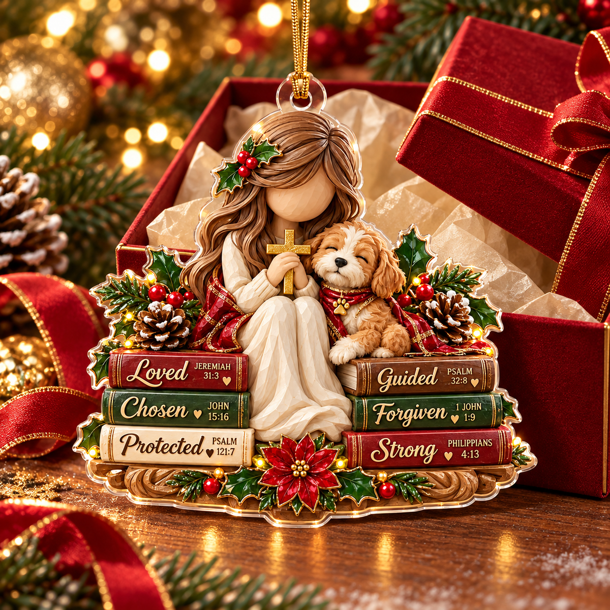 Christian Dog Lover Christmas Ornament – Faith & Puppy Gift