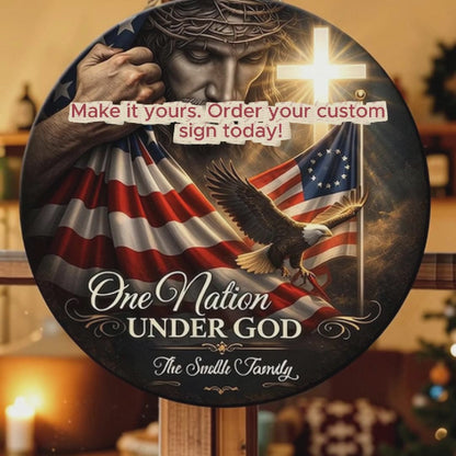 One Nation Under God - Personalized Door Sign
