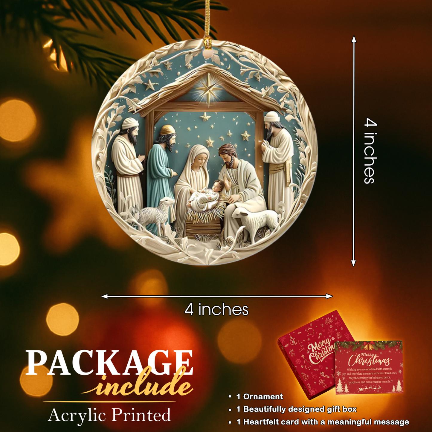 Silent Night Nativity Ornament