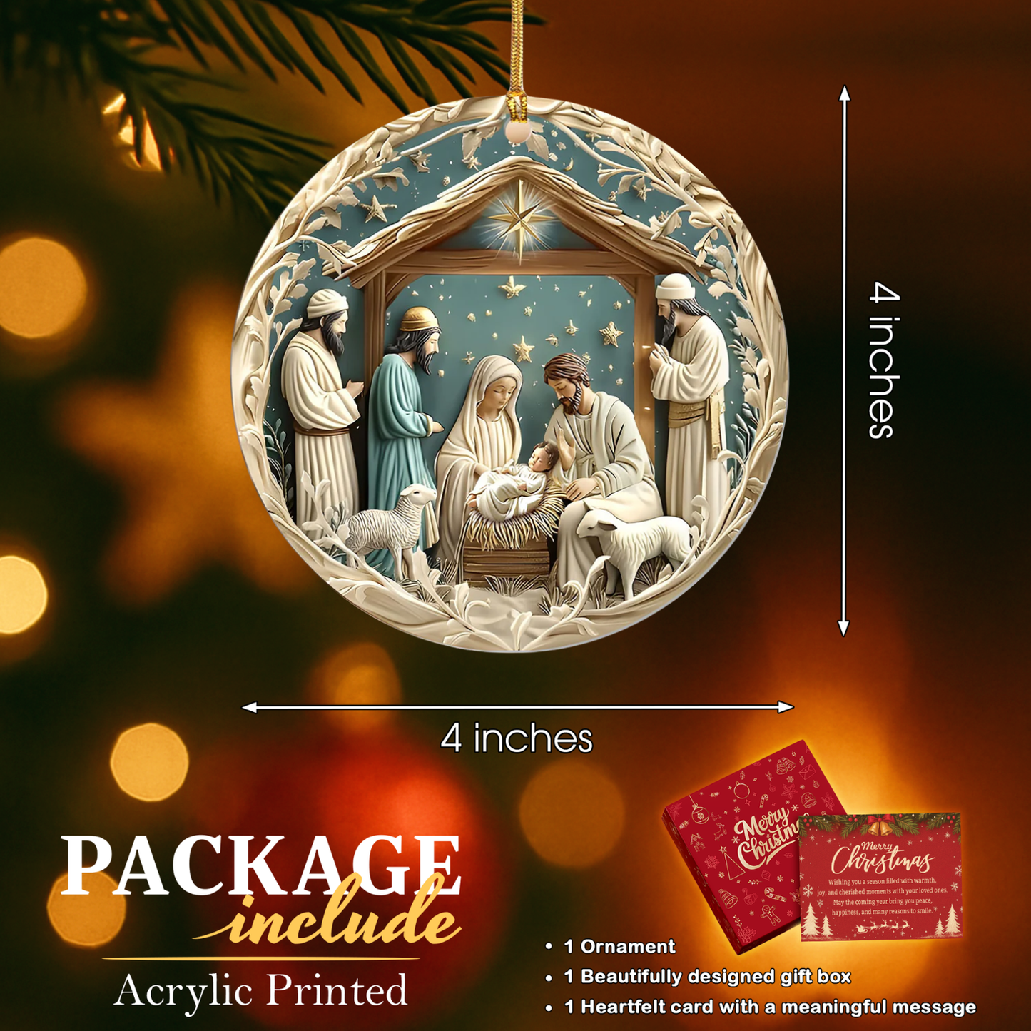 Silent Night Holy Scene Ornament